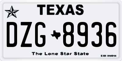 TX license plate DZG8936
