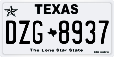 TX license plate DZG8937