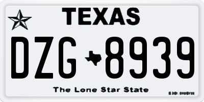TX license plate DZG8939