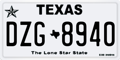 TX license plate DZG8940