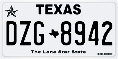 TX license plate DZG8942