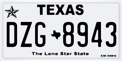 TX license plate DZG8943