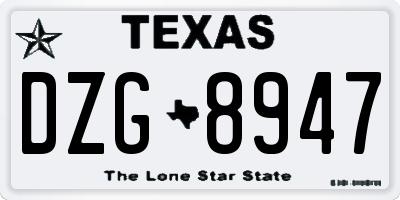 TX license plate DZG8947