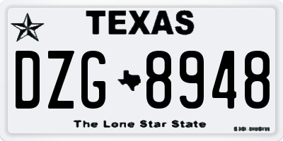 TX license plate DZG8948
