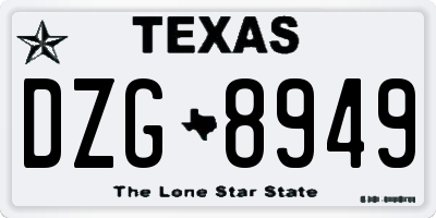 TX license plate DZG8949