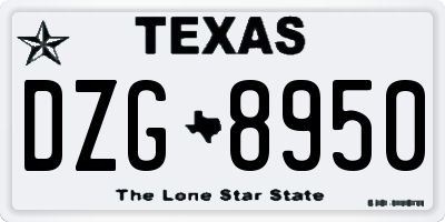 TX license plate DZG8950