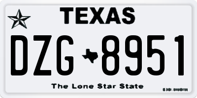 TX license plate DZG8951