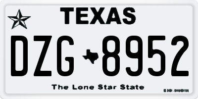 TX license plate DZG8952