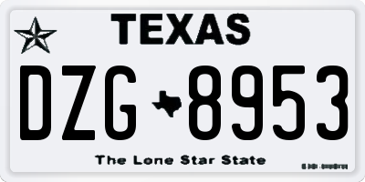 TX license plate DZG8953