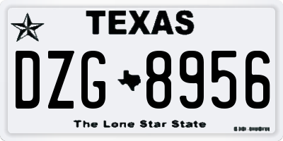 TX license plate DZG8956