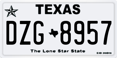 TX license plate DZG8957