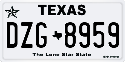 TX license plate DZG8959