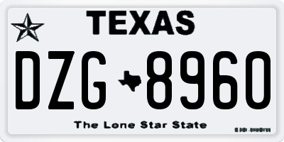 TX license plate DZG8960