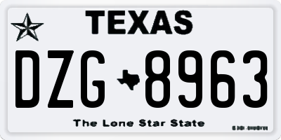 TX license plate DZG8963