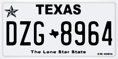 TX license plate DZG8964