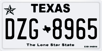 TX license plate DZG8965