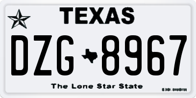 TX license plate DZG8967