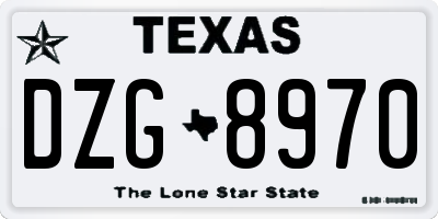 TX license plate DZG8970