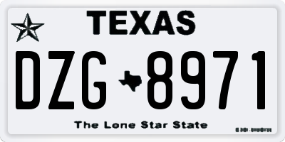 TX license plate DZG8971