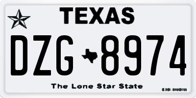 TX license plate DZG8974