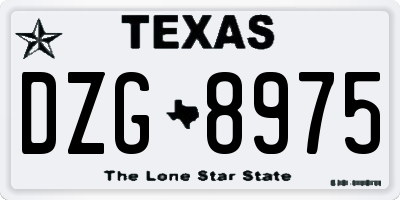 TX license plate DZG8975