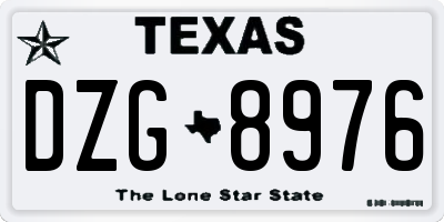 TX license plate DZG8976