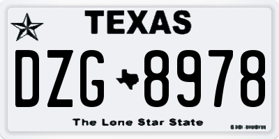 TX license plate DZG8978