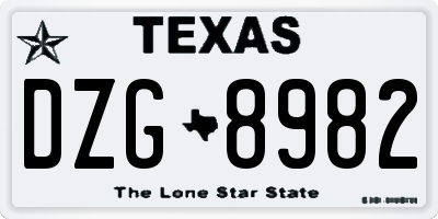 TX license plate DZG8982