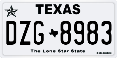 TX license plate DZG8983