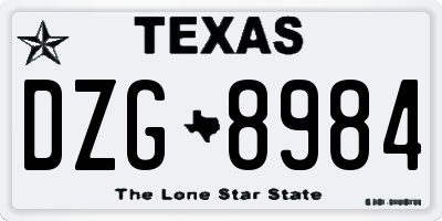 TX license plate DZG8984