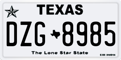 TX license plate DZG8985