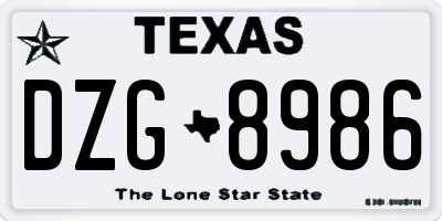 TX license plate DZG8986