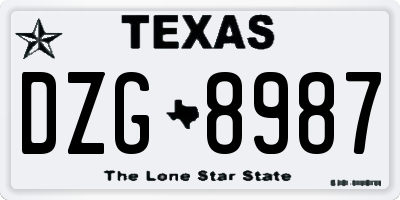 TX license plate DZG8987