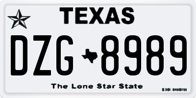 TX license plate DZG8989