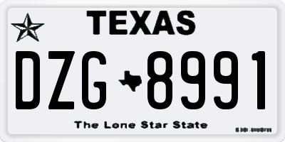 TX license plate DZG8991