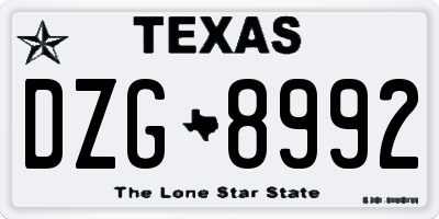 TX license plate DZG8992