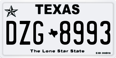 TX license plate DZG8993