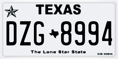TX license plate DZG8994