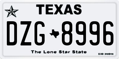 TX license plate DZG8996