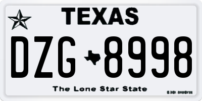 TX license plate DZG8998