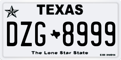 TX license plate DZG8999