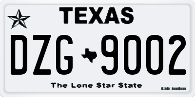 TX license plate DZG9002