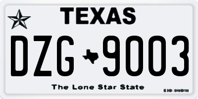 TX license plate DZG9003