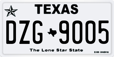 TX license plate DZG9005