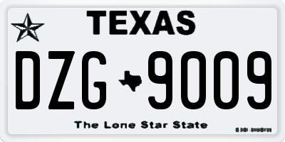 TX license plate DZG9009