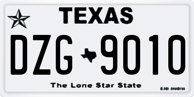 TX license plate DZG9010