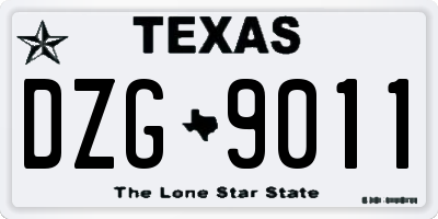TX license plate DZG9011