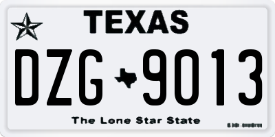 TX license plate DZG9013