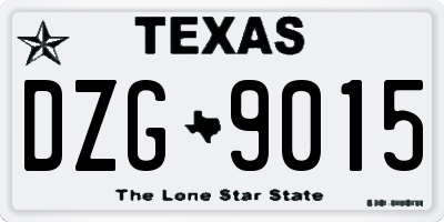 TX license plate DZG9015