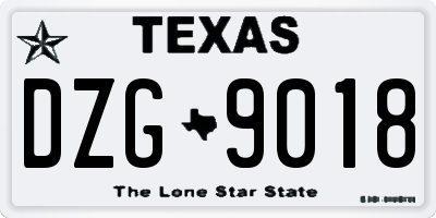 TX license plate DZG9018